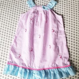 Seersucker Pink and Blue with Unicorns & Bows